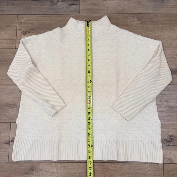 Magaschoni 100% Cashmere Cream Soft Knit Mock Neck Sweater Minimal Luxury L - Picture 6 of 9